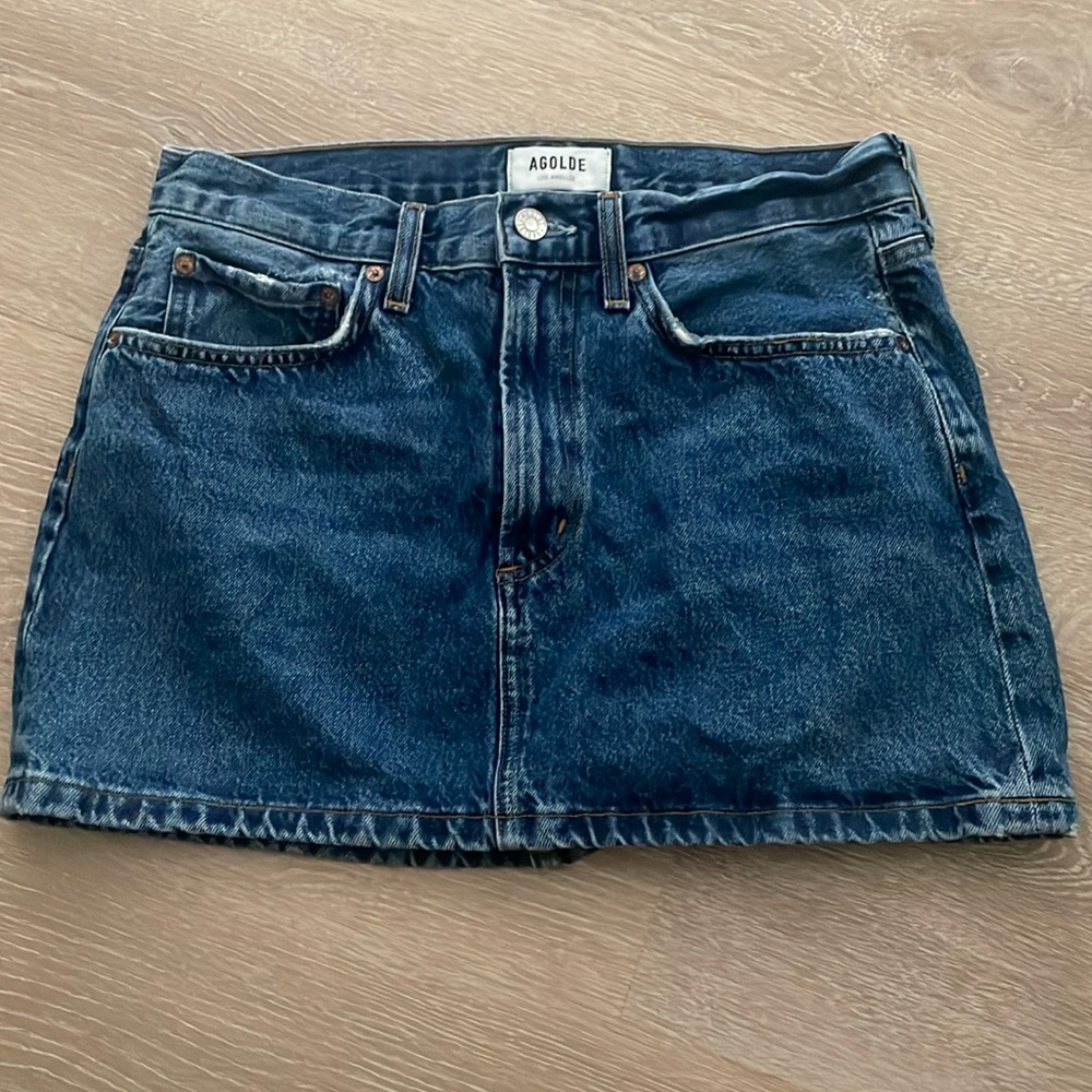 Agolde Dark Wash Denim Skirt